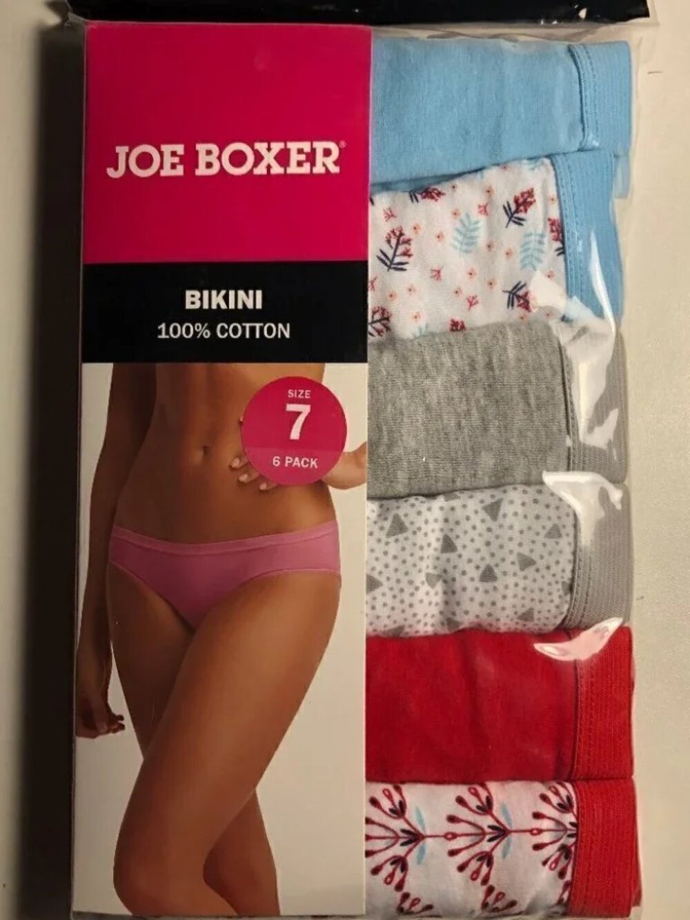 6-Pack Bikini Panties 100% Cotton Joe Boxer Women's size 7